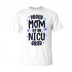 T-shirt con stampa digitale a maniche corte con scollo rotondo per adulti, con stampa digitale, per le mamme orgogliose di un bambino uscito dal reparto di terapia intensiva - Product Image 3