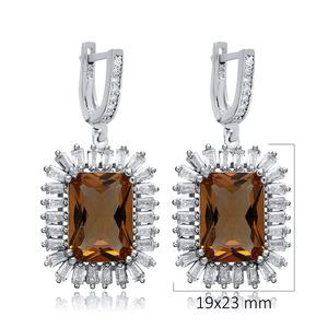 Diseño geométrico Baguette sultanita pendientes colgantes CZ CAMBIO DE Color piedra preciosa joyería de declaración al por mayor 925 joyería de plata - Product Image 2