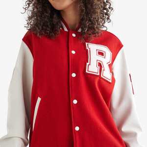 Vestes Varsity Courtes en Cuir Véritable Rose et Rouge pour Femme, Style Club, en Peau d'Agneau, Tailles Plus, Authentiques, OEM Europe et États-Unis - Product Image 5