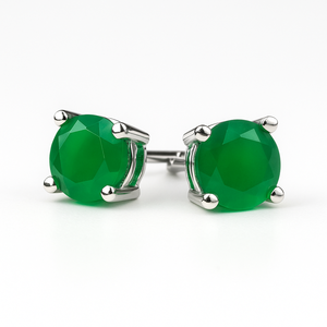 Bijoux en pierres précieuses naturelles en gros, argent sterling plaqué rhodium, boucles d'oreilles à clous romantiques, onyx vert, cadeau, mariages, fêtes - Product Image 2