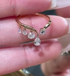 Women's 18K Yellow Gold Pear And Round Cut Open Ended <b>Crown</b> Filled Lab Grown Diamonds IGI Certified Classic Engagement <b>Ring</b> - Product Image 4