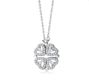 Collier avec pendentif en forme de fleur en forme de cœur orné, diamant moissanite VVS, or 925, argent, style hip-hop - Product Image 4