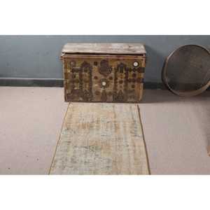 2.3x6.5 ft Rug, Vintage Rug, Turkish <b>Brown</b> <b>Wool</b> Floral Rug - Product Image 4