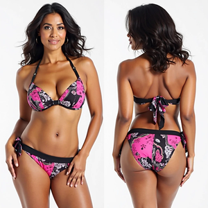 Ensemble de bikini brésilien entièrement personnalisé pour femmes, couleur unie, haut à cordon réglable, vêtements de plage sublimés, prêt à expédier - Product Image 5