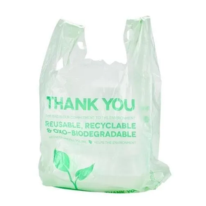 Bon prix merci 100% plastique biodégradable Shopping poubelle transporter T-shirt sac en plastique personnalisé avec logos - Product Image 5