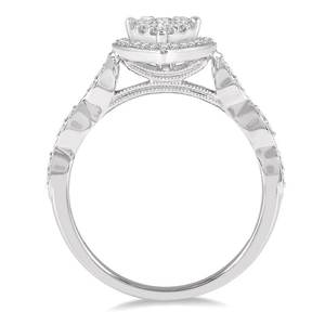 Anillo de compromiso de diamante Natural TW de quilates 1/2, oro blanco de 14 quilates, 0.50cts, anillo de boda Unisex con ajuste de punta de corte redondo de 30 quilates, 21 cm - Product Image 2