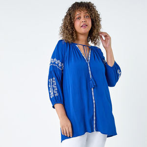 Blusa estilo Vyshyvanka de algodón étnico bohemio para mujer, XS vestido de lino, blusa informal de verano, patrón tejido bordado, campana - Product Image 1