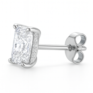 Boucles d'oreilles halo cachées taille radiant, couleur D, clarté VS1, certifiées IGI, 2,00 carats de diamants au total. - Product Image 4