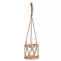 Support de pot suspendu en rotin, panier à fleurs, style bohème, écologique, pour jardin, rangement mural à domicile