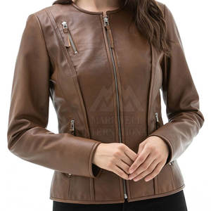 Precio bajo al por mayor de cuero Pu chaqueta de cuero de las mujeres de moda Slim Fit chaqueta de cuero de las mujeres - Product Image 4