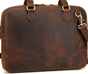 Genuine <b>Leather</b> Laptop <b>Briefcase</b> Classic Men's Business Shoulder Bag Durable Handle Closure with Strap - Product Image 4