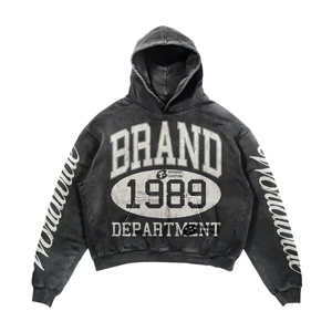 Pull à capuche pour hommes brodé de logo personnalisé Sweat à capuche respirant à séchage rapide 100% coton Streetwear OEM Sweats à capuche tricotés - Product Image 4