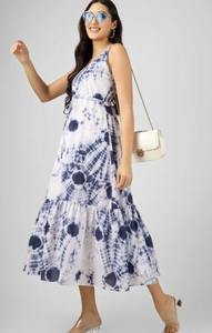 Handcrafted Cotton <b>Kaftan</b> <b>Ladies</b> Lightweight Tie Dye Print Vintage Style High Waist Casual Relaxed Fit Lace Decoration ODM - Product Image 3