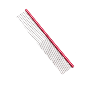 Peine combinado de acero inoxidable antiestático profesional de alta calidad, herramientas de aseo para perros y gatos rojos, peines combinados para mascotas - Product Image 1