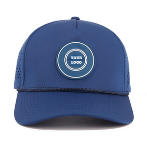 VN Casquette de golf à 5 panneaux personnalisée en usine Logo découpé au laser 100% Polyester Casquette de baseball étanche en caoutchouc PVC Patch intérieur en plastique - Product Image 1