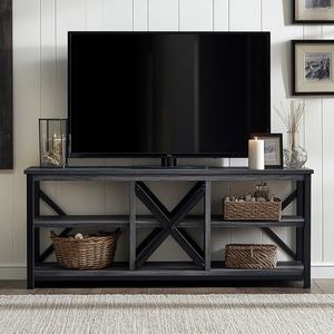Rustic Farmhouse <b>TV</b> <b>Stand</b> Console Table with X-Frame Shelves, Solid Wood Look Media Center for Living Room - Product Image 2