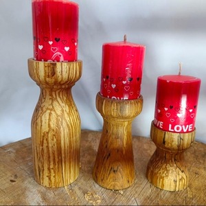 Portavelas de Madera Ecológico Personalizable, Hecho a Mano, Forma Geométrica, Tacto Real, Alta Calidad, Decorativo para Hogar y Oficina - Product Image 1