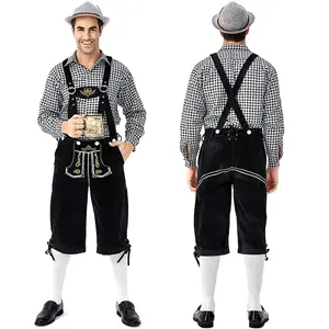 Customizable <b>Men's</b> Bavarian Costume New Cow Suede <b>Leather</b> Lederhosen <b>Shorts</b> Breathable Casual Solid Pattern Cowhide Embroidered - Product Image 4
