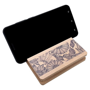 Support de téléphone élégant en bois – Amplificateur acoustique et diffuseur d'huiles essentielles en forme de chrysanthème violet - Product Image 2