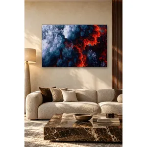 Impression sur toile Fida Magma fractal bleu marine et rouge - Product Image 1