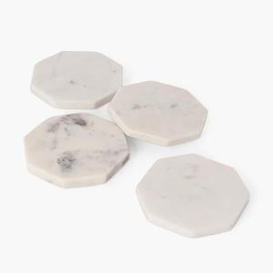 Sous-verres en marbre blanc gris de qualité supérieure à prix raisonnable, taille personnalisée et lot de 4 pour un usage domestique - Product Image 4
