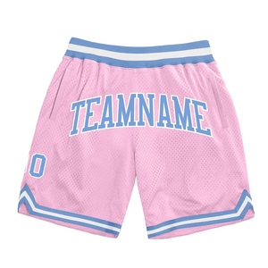 Industrie Direct Engro Sportswear Basketball <b>Shorts</b> Custom Light <b>Pink</b> Light Blue-White Authentic Throwback Basketball <b>Shorts</b> - Product Image 1