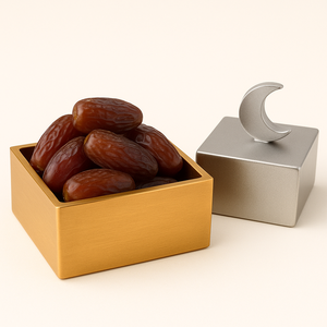 กล่องวันที่สีทองพร้อมสีเงินรูปพระจันทร์เสี้ยวสำหรับปาร์ตี้เดือนรอมฎอนของตกแต่งมุสลิมแบบอิสลามมาใหม่ทันสมัย - Product Image 2