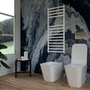 Scalda asciugamani modello quadrato in acciaio con tubi quadrati dimensioni 570x600x1500mm per uso bagno - Product Image 3