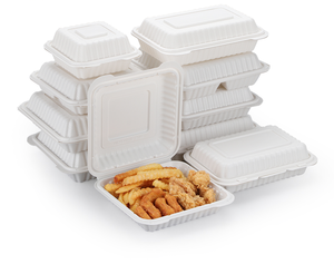 2025 Boîte à lunch jetable écologique Canne à sucre Bagasse Fast Food Container Clamshell Design pour emporter par Shrekha Creations - Product Image 1