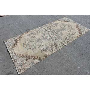 พรมขนสัตว์สีเบจสีน้ำตาล8.2ft วินเทจคลาสสิกตุรกีงานเย็บปะแฮนด์เมดดีไซน์สำหรับทางเดินข้างเตียงยางพาราทรงสี่เหลี่ยมผืนผ้า - Product Image 4