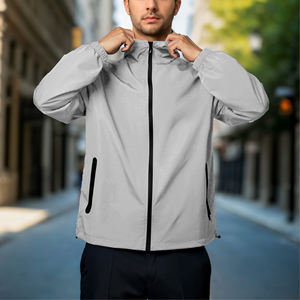 แจ็กเก็ตกันน้ำสำหรับผู้ชาย, แจ็กเก็ตน้ำหนักเบาเสื้อแจ็คเก็ตเดินป่ากลางแจ้งมีฮู้ดและกระเป๋ามีซิป - Product Image 5