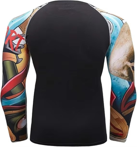 Custom Mens Spandex Long Sleeve Rash Guard UV Sun Protection UPF 50 Compression Shirts Swim <b>Surfing</b> Quick Dry Rashguard - Product Image 3