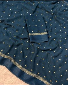 Sari en soie satinée tissé à la main par des designers, avec bordure Jarkhan, diamants thermocollés, tenue traditionnelle indienne, soirée formelle, indien - Product Image 6