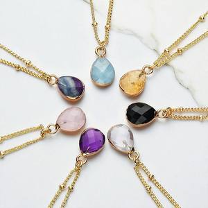 925 Sterling Silver Poire Rose Quartz Facettes Pierres Précieuses Pendentif Collier Moissanite Bijoux Électrolytique Charme En Vrac En Gros - Product Image 3