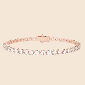 Pulsera de diamantes Endless Tri Tennis con diamantes redondos cultivados en laboratorio de 1.9 quilates F+-VS en oro macizo de 14K, regalo de aniversario de bodas - Product Image 3