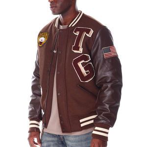 Custom <b>Chenille</b> Embroidery Leather Sleeve Baseball Letterman Outdoor Bomber <b>Jumper</b> Jacket <b>Women</b> For Men Collage Jacket - Product Image 4