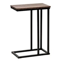 Table d'appoint de chevet moderne en fer avec plateau en bois, finition thermolaquée, caractéristiques réglables, best-seller