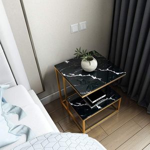 Table d'appoint murale moderne en métal en gros Table de chevet flottante peu encombrante avec dessus en marbre pour la chambre à coucher et l'hôtel - Product Image 2