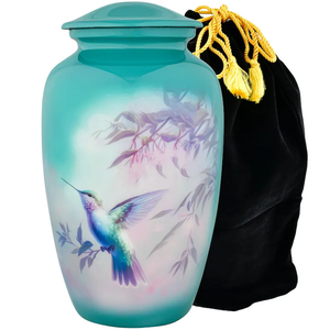 Urna Funeraria de Mármol Blanco con Banda Decorativa Dorada y Bolsa de Almacenamiento de Terciopelo para Cenizas de Adultos - Product Image 3