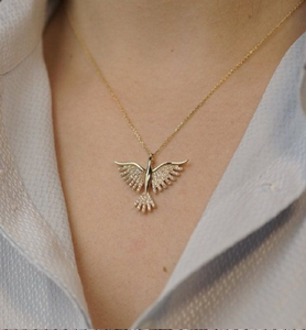 Pendentif fleur en or avec une délicate goutte de perle rose. Magnifique collier. Disponible à prix de gros - Product Image 4