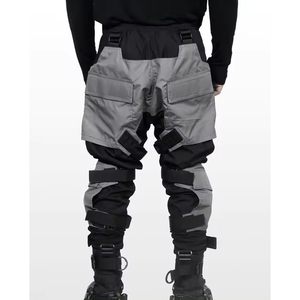 Pantalon cargo Techwear de couleur unie pour hommes Harajuku Streetwear Design ceinture élastique bas de jogging léger OEM - Product Image 4