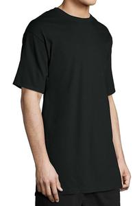 T-shirt Boxy en Coton Noir Uni avec Logo Personnalisé, Col Rond, Coupe Oversize, Style Vintage, pour Homme - Vente en Gros - Product Image 3