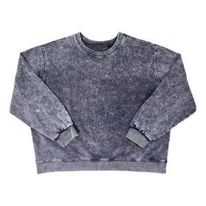 Sweat-shirts vintage délavés à l'acide pour hommes, coupe oversize, col rond, 100 % coton, 380 g/m², collection basiques 2026 - Product Image 2