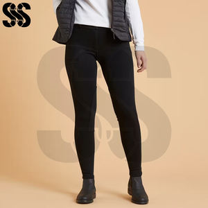 Pantalons d'équitation pour femmes, pantalons d'équitation premium extensibles avec grip, durables, lavables en machine, pour l'entraînement, couleur unie noire - Product Image 5