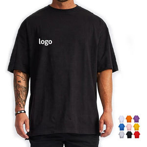 T-shirt à col rond surdimensionné 100% coton pour homme Impression de logo personnalisée Respirant Taille plus grande Vintage Tees d'été - Product Image 1