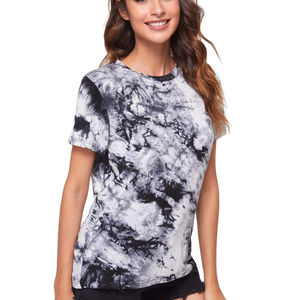 T-shirt décontracté en coton pour femme, écologique, manches courtes, uni, teinture unie, style Y2K, doux, style chinois et coréen, vente en gros - Product Image 1