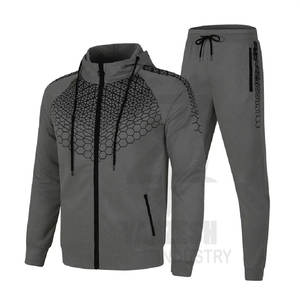 2023 survêtement d'entraînement de fitness zippé personnalisé pour hommes ensemble de vêtements de sport deux pièces écologiques pour l'hiver - Product Image 1