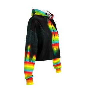 Sublimado lindo Plaid manga larga Crop Top sudaderas con capucha para niños niñas mujeres invierno moda sudaderas con diseño OEM - Product Image 5