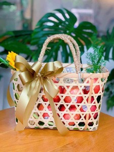 Cesta de almacenamiento de flores de bambú de color natural, cesta de regalo de Navidad para picnic Precio al por mayor en FÁBRICA TRE09 - Product Image 2