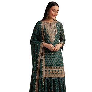 ชุดผ้าพันคอสีเขียวเข้มมีพู่ระบายสำหรับผู้หญิงเสื้อผ้าชาติพันธุ์ผลิตจากโรงงานผู้ผลิตจำนวนมาก - Product Image 3